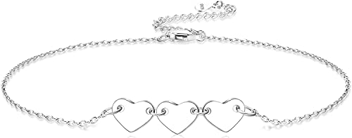 ORAZIO Tobillera De Plata De Ley 925 Tobilleras Multicapa para Mujer Tobilleras De Bola Redonda con Corazón Cadena Ajustable Joyería para Pie De Playa De Verano,estilo3 Cover