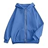 Women'S Hoodie Hoodies For Women Uk Zip Up Hoodie Ladies Casual Fall Winter Fleece Sweatshirts Fasion Jackets With Pockets 02-Blue 3Xl #4