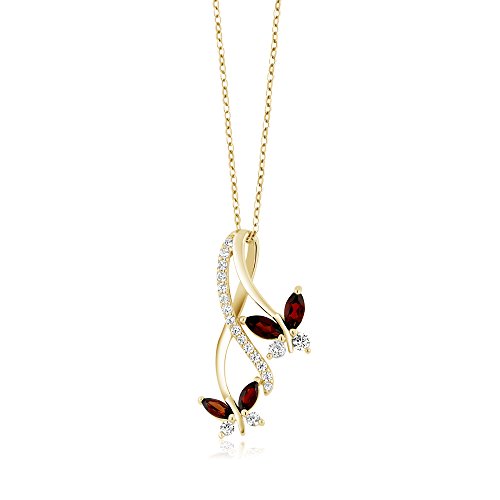 Gem Stone King 18K Yellow Gold Plated Silver Marquise Red Garnet Butterfly Infinity Pendant Necklace For Women (1.21 Cttw, Gemstone Birthstone, With 18 Inch Chain) #TOP1