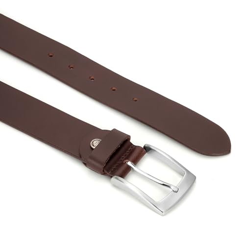 Genuine Leather Full Grain Premium Styling/Shiny Pin Buckle Casual Belt For Men 40mm, Oil Pull Up,Black and Brown color2