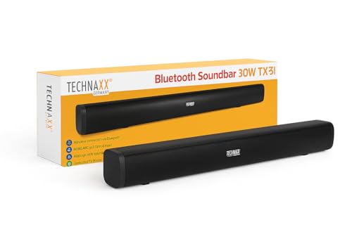 Technaxx TX-311, soundbar Bluetooth 2.0 da 30W per TV con ingressi HDMI-ARC, ottici e AUX, doppi altoparlanti da 15W, Bluetooth 5.0, telecomando incluso - ideale per TV, smartphone, tablet e PC