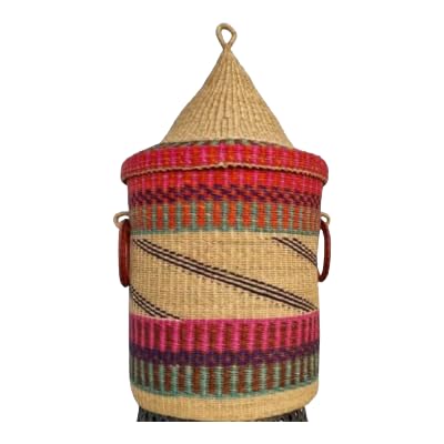 Rattan Laundry Hamper with Handles - Large Capacity Laundry Basket for Clothes, Towels, Blankets, Bedding, Storage Organization Basket, African Basket (Small)