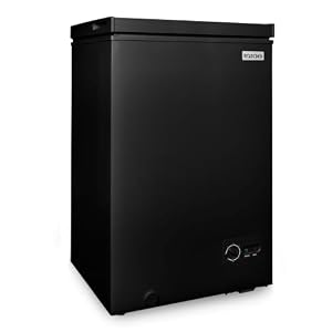 Igloo 3.5 Cu Ft. Upright Deep Freezer Chest- Deep Freezer with Quick Freezing System & Adjustable Thermostat- Low Noise Freezer with Removable Basket & LED Lights for Homes, Garages & Basements- Black