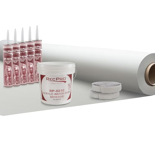 RecPro Extreme Duty RV Camper Rubber Roof Kit 9.5 Wide x 5 ft - 40 ft | 1 Gallon 8010 | 4 Tubes 1021 | 2 Rolls of Butyl 30 | PVC Rubber Roof (15 ft) | Made in USA