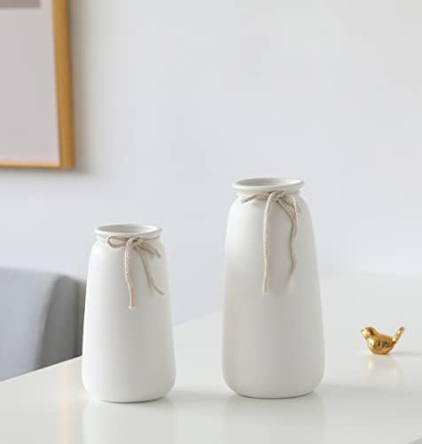 Wysokie, matowe, białe, ceramiczne wazony do dekoracji domu, na stół, klasyczny dekoracyjny wazon na kwiaty, na trawę pampasową, 20 cm