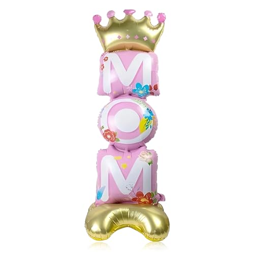Image of Mother Day Balloon, Mom Standing Aluminum Balloon Happy Mother Day Foil Balloons, Pink Great Mom Day Birthday Party Decoration Balloons