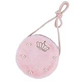 Little Girls Purse Cute Rhinestone Crown Pearl Princess Handbags Travel Coin Cell Phone Wallet Organizer Kids Toddler Plush Crossbody Purse Shoulder Messenger Bag Christmas Birthday Gift for Girls