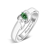 BAUMA AUTO Personalized 1-6 Birthstone Rings Family Mothers Ring Custom Engraved Name Rings for Wome
