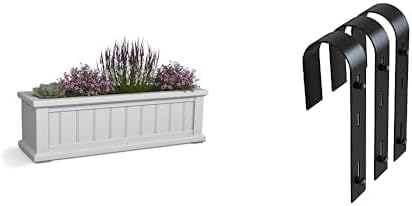 Mayne Cape Cod 3ft Window Box Planter with Handrail Brackets - White - Fade Resistant, Self Watering, Perfect for Outdoor Use