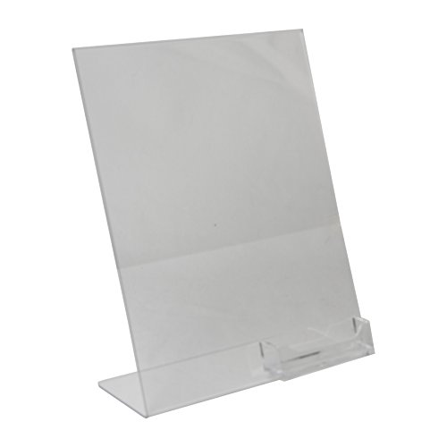 Clear-Ad - Lhac-8511 - Acrylic Slanted Sign Holders With Business Card Pocket In Bulk - Plexiglass Table Menu Card Display Stand - Plastic Picture Frame 8.5X11 (Pack Of 25) #TOP1