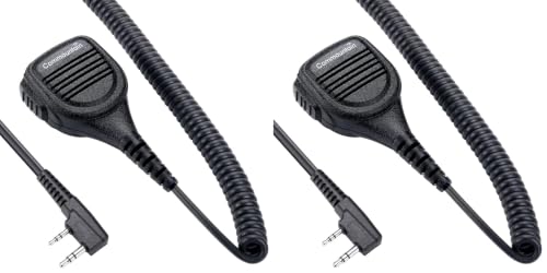 Image of commountain Speaker Mic Compatible with Kenwood Radios NX-1200 NX-1300 (P1300 3320 P1300NUK P1302AUK TH-D74A TK-3170 TK-3402 (2170 2312 3312 3360) KMC-45D KMC-21, 2 Pin Shoulder Microphone (Pack of 2)