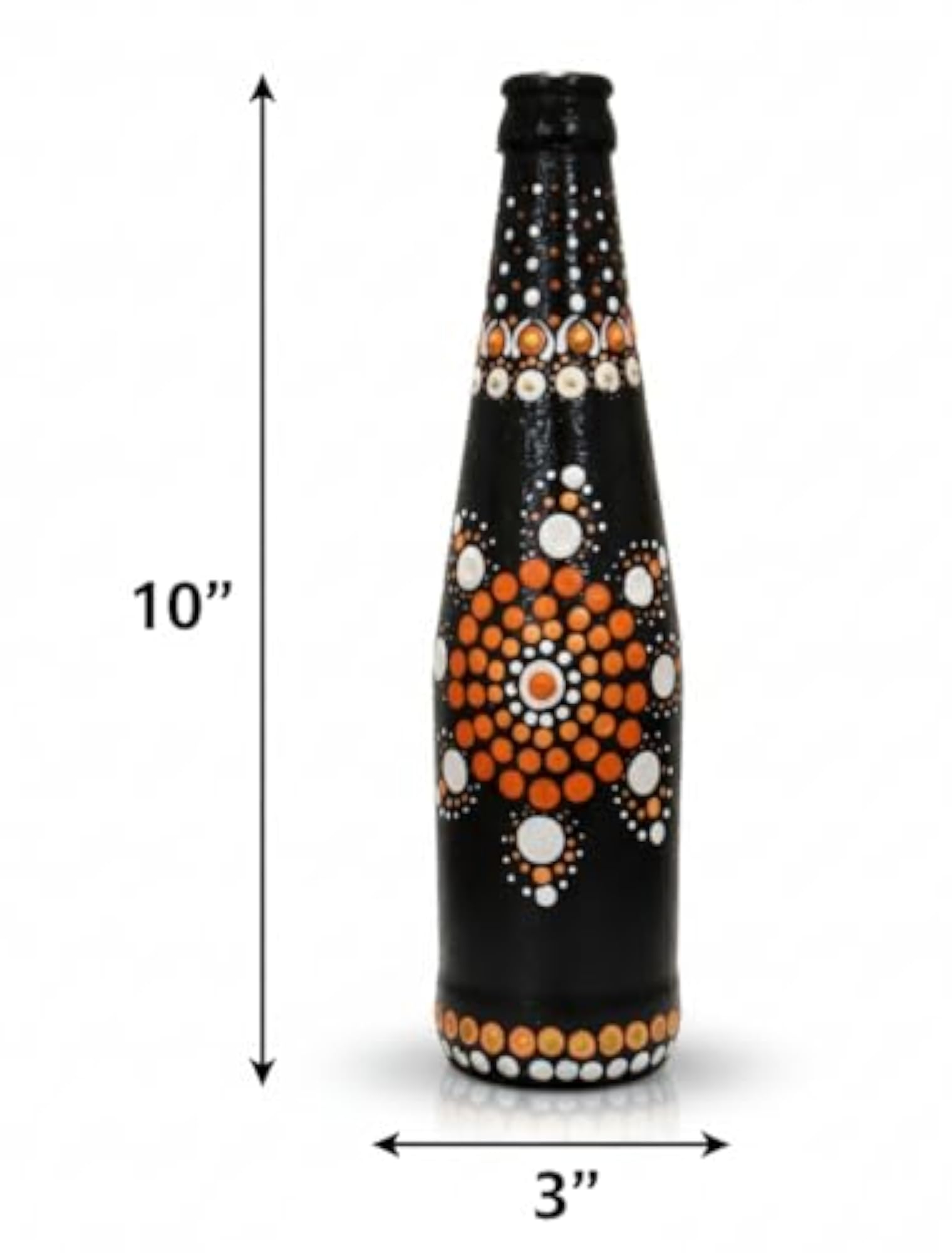 Hand Painted Decorative Glass Bottle, Mandala Art