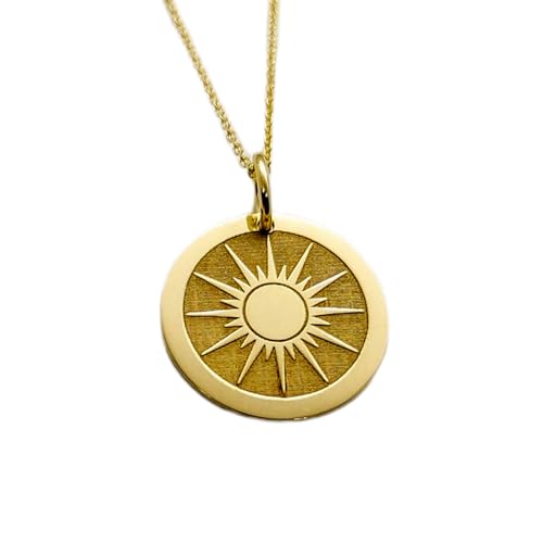 Collier pendentif pièce gravée soleil argent plaqué or LKBEADS