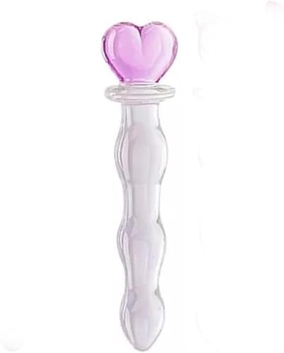 ROOM OF DOOM - Glass Wand Dildo with Coloured Adornments (Pink-Heart)