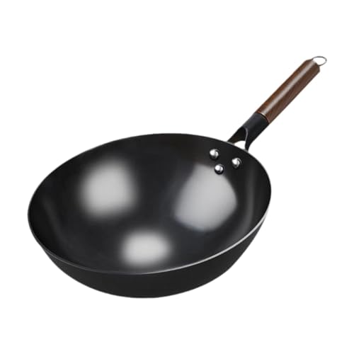 Wok sin recubrimiento con mango de madera 40 cm miniatura 1