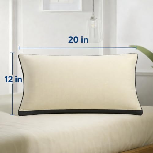 Image of Luxury Set of 2 Gusset Pillow | 3D Virgin Fiber Filled Premium Microfiber | Soft & Firm Neck Support Sleeping Pillow | 12x20 Inch
