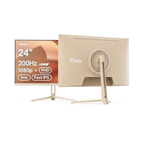 Pixio PX248 Wave Beige 24 inch 200Hz Refresh Rate FHD 1080p Resolution Fast IPS Panel 1ms GTG Response Time Built-in Speakers Gaming Monitor with Adaptive Sync