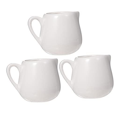 HOLIDYOYO 3pcs Mini Milk Jug Ceramic Sauce Spoon for Coffee Creamer Comfortable to Hold Handle Design