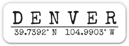 Denver Colorado - City Coordinates - Vinyl Sticker - Large Size (11 Wide)