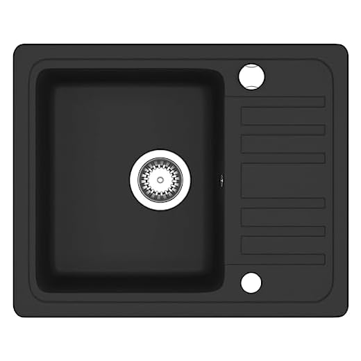 vidaXL Fregadero Cocina 1 Seno Negro Granito Fregadero Lavabo Caño Lavaplatos