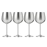 Cambridge Silversmiths 4 Piece Set of 18 oz Stainless Steel All Purpose Single Wall Wine Glasses