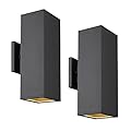 harriet Outdoor Wall Lights, Modern Outdoor Wall Sconces Aluminum Waterproof, 13" Rectangular Porch Light Up and Down Lighting for Outdoor Wall Mount, Black, Set of 2