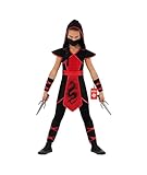 Morph Disfraz Ninja Niña, Guerrera Samurai, Disfraces Ninjas para Carnaval y Halloween, 7-9 años