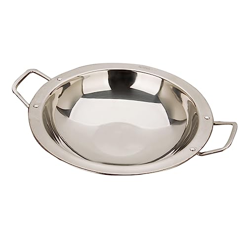 COLLBATH Household Double Handle Stainless Steel Cooking Pan Wide Edge Hot Pot Kitchen Accessory for Seafood and Stews Rapid Heating Energy Saving Cookware
