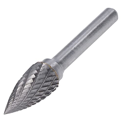 KIMISS Hartmetallfräser mit 6-mm-Schaft, Stabschleifer-Bohrer für Holz- und Metallschnitzerei, Spitze Bogenform GX1225