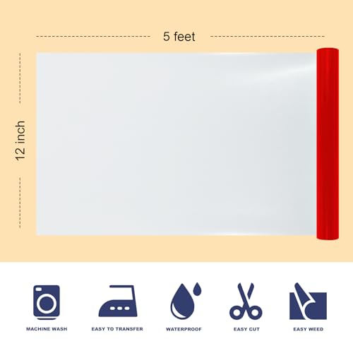 Image of Red Pu Puff Vinyl Heat Transfer - 12 inch x 5ft 3D Puff HTV Vinyl, Glitter Puffy Iron-On for Fabrics, Perfect for T-Shirts, Bags, Pillows, Compatible with Cricut & Cameo