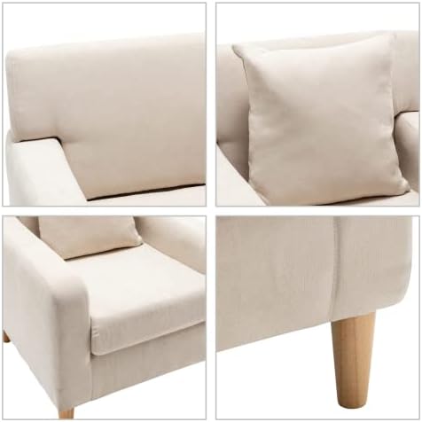 Armchair Reading Chair Accent Chair Velvet, HollyHOME Club Chair Sofa Chair with Cushion Reception Chair Leisure Chair for Bedroom Living Room, Beige