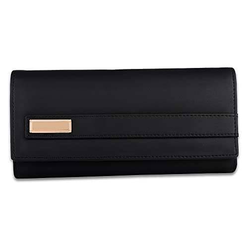 Image of ALSU Women's Hand Wallet Purse Clutch | Phone Pocket | Coin Compartment | Credit Card Slots| Zipper Pocket| Office use| Casual use| Faux Leather (Black)