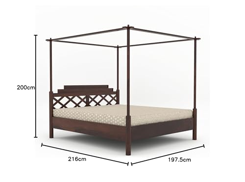Image of Sheesham Solid Wood Queen Size Jaipur Poster Bed for Home| Beautiful Bedroom (Queen, Jaipur Poster Bed)