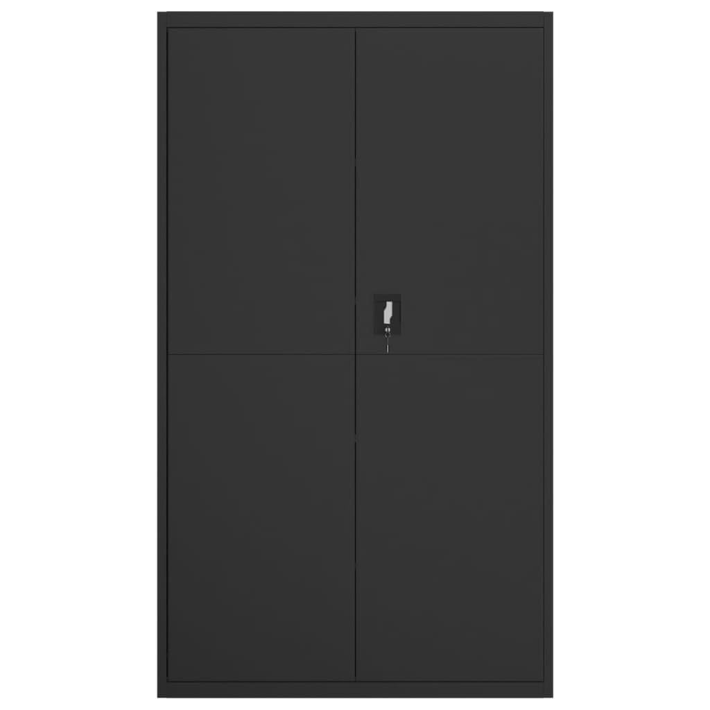 Armadietto portadocumenti nero, 105 x 40 x 180 cm, in acciaio verniciato a polvere, con 4 ripiani, chiudibile, ideale per ufficio, casa, archivio, documenti, cartelle, cartelle sospese