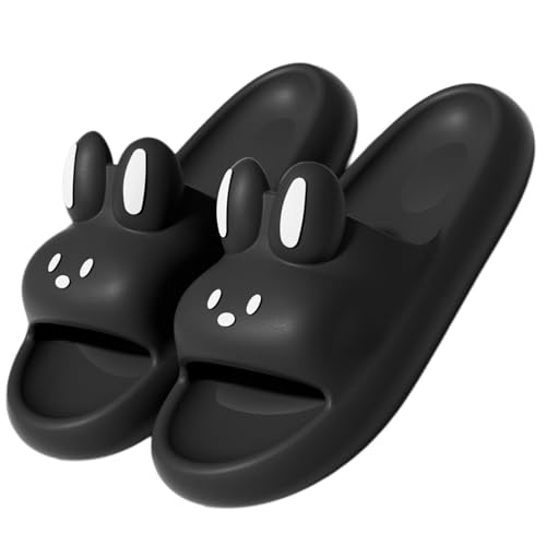 Cute Bunny Women's Cloud Pillow Slides Open-Toe Soft Kawaii Sandals Non-Slip Slippers Bathroom Indoor & Outdoor