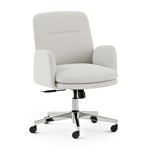 Image of Branch Softside Mid Century Modern Office Chair | Removable Arms with Luxury Cloud-Like Comfort, Adjustable Height, Integrated Lumbar Support, Boucle Fabric, Ivory