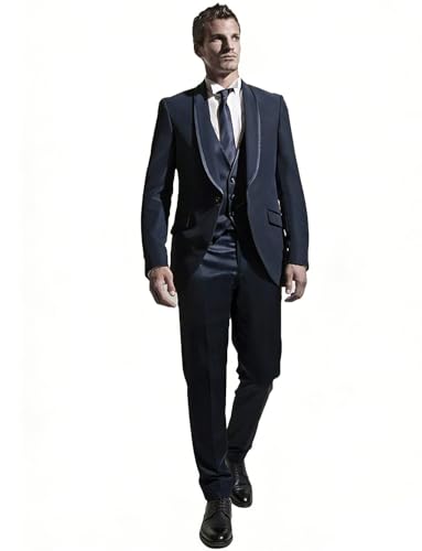 Costumes de mariage hommes 3 pièces smoking col châle un bouton chic