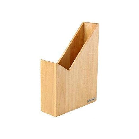 Naturehome Wood Magazine File Script I Box Solid Handmade Beech Nature Oiled Collector Standing Shelf for School, Study Room & Office Format Din A4 8 x 23,5 x 20-31, 5cm Cover