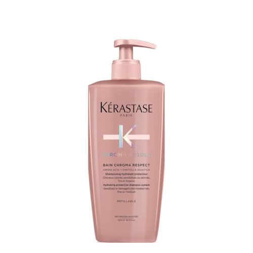 Kérastase Chroma Absolu, Champú Protector, Hidrata y Protege el Cabello, Enriquecido con Aminoácidos y Centella Asiática, Para Pelo Coloreado y Sensibilizado, Bain Chroma Respect, 500 ml