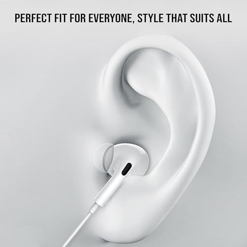 Image of Kratos Type C Headphones with Mic, White in-Ear Design, 12mm Driver for Deep Bass and Clear Sound, C Type Earphones Wired, Compatible with iPhone, Android Smartphones, Tablets, and USB C Devices