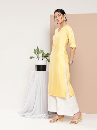 Image of Libas Womens Woven Design Viscose Straight Kurta for Women Suit