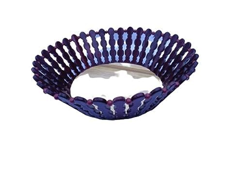 Wooden Blue Fruit Basket Handmade Fruit Basket for Flower, Fruit, Vegetable