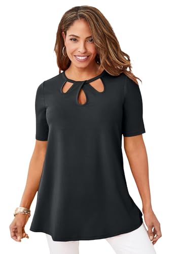 Jessica London Women's Plus Size Stretch Knit Cutout Swing Tunic
