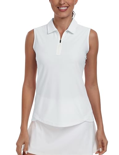 MoFiz Women's Sleeveless Golf Shirt Collared 1/4 Zip Tennis Tank Tops UPF 50+ Quick-Dry Lightweight Athletic Polo Shirt2