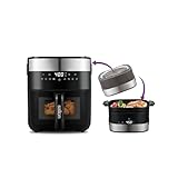 Salton Flip & Cook 3-in-1 5.8 QT Air Fryer, Grill, & Dehydrator with Viewing Window
