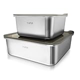 YUPER Stainless Steel Food Containers, Meal Prep Containers, Bacon Cheese Container for Refrigerator, Stainless Steel Containers with Lids Fruit Lunch Storage, 2 Pack (88+162OZ)