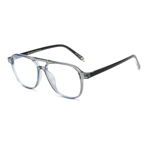 Image of OUWEN Square Aviator Blue Light Blocking Glasses Womens Mens, Anti EyeStrain & UV Glare Computer Gaming Eyeglasses OW2244