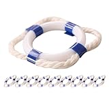 JOINPAYA 10pcs Miniature Life Ring Buoy Models: 0.94in Plastic Mini Swimming Rings Tiny Life Decorations for Dollhouse Micro Landscape Beach Blue White