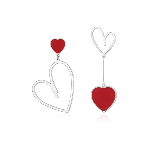 Gobfar - Boucles d'oreilles Asymétriques Cœur Goutte, Bijoux en Argent, Design Dangle, Cadeau Spécial pour Femmes