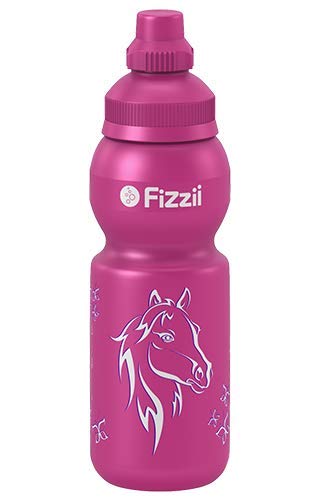 FizziiChildren's and leisure drinking bottle, 330 ml, (leak-proof with carbonated dioxide, non-toxic, dishwasher-safe, motif mini horse)
